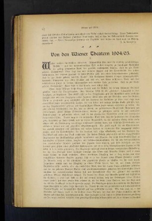 Von den Wiener Theatern 1904/05