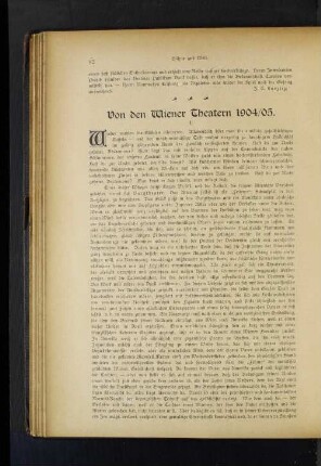 Von den Wiener Theatern 1904/05