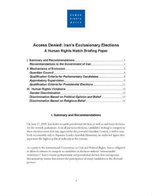 Access denied : Iran's exclusionary elections