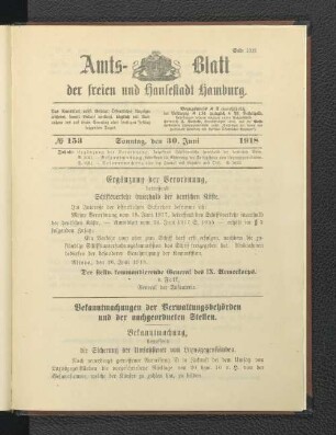 No. 153, 30. Juni 1918