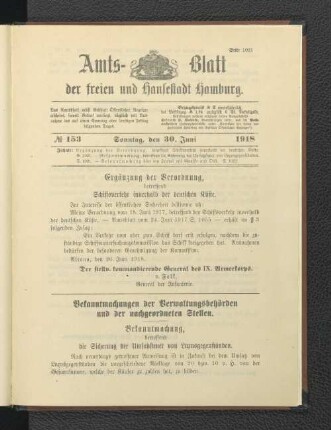 No. 153, 30. Juni 1918