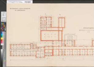 Arnsberg, Bezirksregierung, Hauptgebäude Seibertzstr. 1, Grundriss Erdgeschoss, Bestandszeichnung