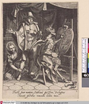 [Ein Teufel malt auf das Herz eines jungen Mannes; Beardless Youth standing to right of Devil at an Easel]