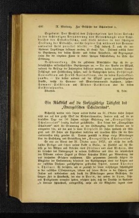 ¬Ein¬ Rückblick auf die fünfzigjährige Tätigkeit des "Evangelischen Schulvereins"