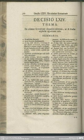 Decisio LXIV. De crimine scortationis aliquoties reiteratae, ut & fractae urphedae apparenter talis
