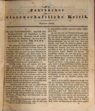 Jahrbücher für wissenschaftliche Kritik. 1834, Bd. 1