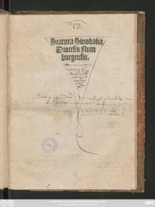 Statuta Sinodalia || Diocesis Num||burgensis.||
