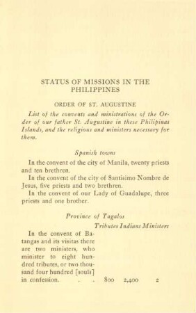 Status of Missions in the Philippines