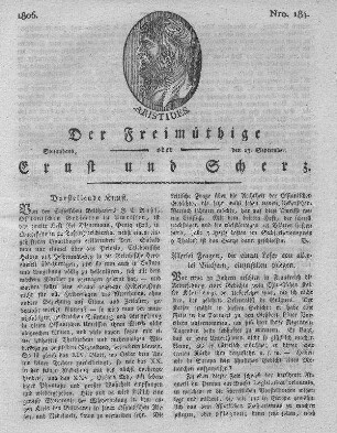Nro. 184, Sonnabend den 13. September 1806