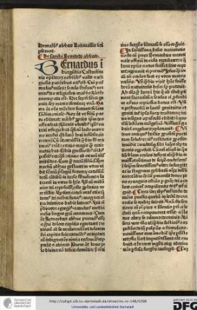 Bernardus in Burgundia Castrofontanis opido, ex nobilibus valde et religiosis parentibus ortus est, cui (!) pater Recelinus miles...