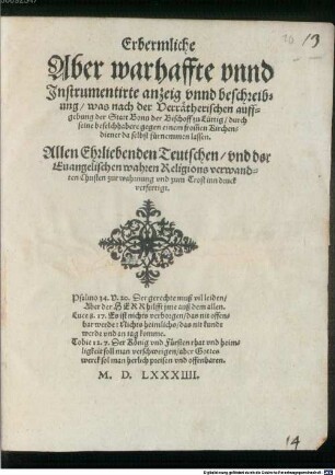 Erbermliche ... anzeig ... was nach der verrätherischen auffgebung der Statt Bonn der Bischof zu Lüttig durch seine befelchhabere gegen einem frommen Kirchendiener daselbst fürnemmen lassen