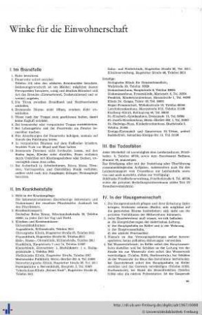 Winke für die Einwohnerschaft, Sehenswertes, Erklärungen der Zeichen und Abkürzungen.