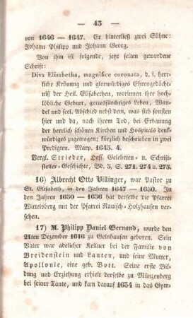 16) Albrecht Otto Villlinger, ... 1647-1650.