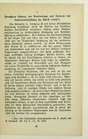 2. Preußens Antrag am Bundestage auf Reform der Bundesverfassung (9. April 1866)