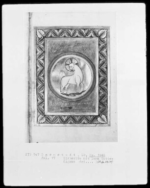 Sakramentar mit eingearbeitetem Graduale — Zierseite mit Lamm Gottes (Agnus Dei), Folio 17recto