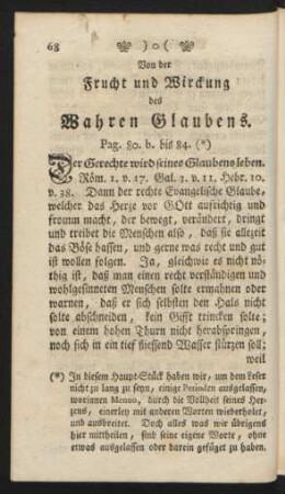 Von der Frucht und Wirckung des Wahren Glaubens.