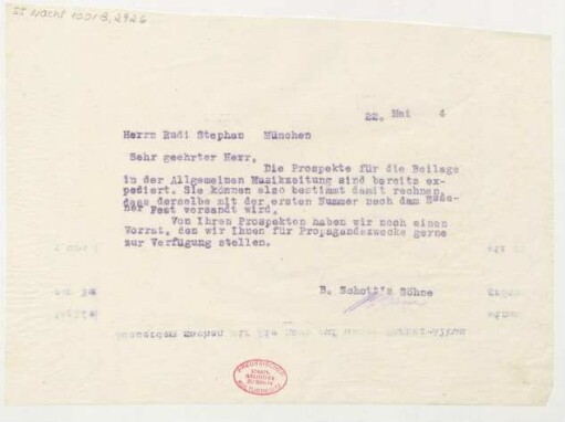 Brief an Rudi Stephan : 22.05.1914