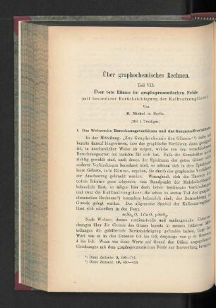 I. Das Webersche Berechnungsverfahren und das Sauerstoffverhältnis