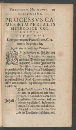 Secundus Processus Camerae Imperialis Methodice Collectus.