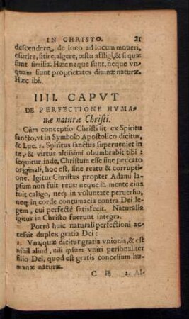 IIII. Caput De Perfectione Humanae naturae Christi.