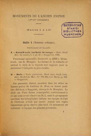 Notice des principaux monuments exposés au Musée de Gizeh : Service des Antiquités de l'Égypte. Troisième Édition, revue et augmentée. (Vorwort: Victor Loret.)