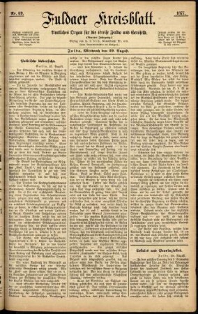 Ausgabe vom Mittwoch, den 29. August 1877.