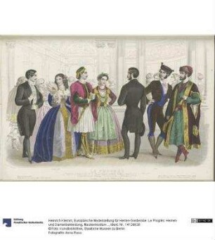 Europäische Modenzeitung für Herren-Garderobe: Le Progrès: Herren- und Damenbekleidung, Maskenkostüme