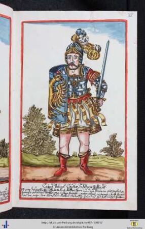 Ariovistus König, Heerführer. Cajus Julius Caesar, Feldherr Galliens.