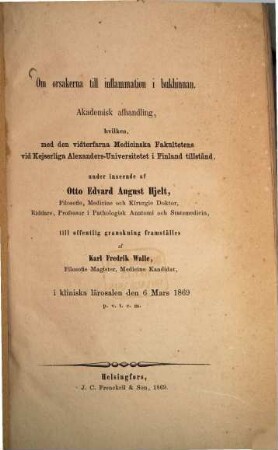 Om orsakerna till inflammation i bukhinnan : (Akademisk Afhandling.)
