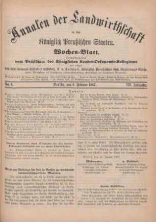 No. 6. Berlin, den 6. Februar 1867. VII. Jahrgang.