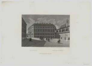 Ansicht des Bundeskanzleramtes vorm. Hofkanzlei in Wien, Kupferstich, um 1780? : Der Ballplatz = Place, dite Ballplatz. - Wien; Leipzig : Trentsensky u. Vieweg,[um 1780]. - 1 Kunstbl. : Kupferst. ; 33 x 22 cm