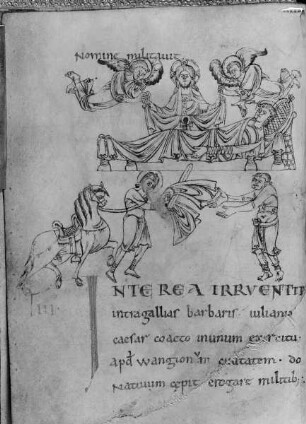 Vita Sancti Martini — Christus erscheint dem Heiligen Martin im Traum, Folio 9verso