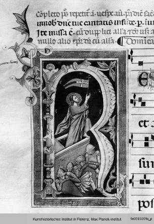 Initiale R mit der Auferstehung Christi - Antiphonarium proprium de tempore et Commune Sanctorum
