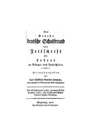 6: Der neueste deutsche Schulfreund - 1816