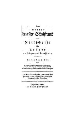 6: Der neueste deutsche Schulfreund - 1816