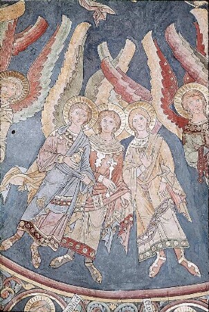 Thronende Muttergottes und die beiden Johannes', umgeben von einem Engelreigen