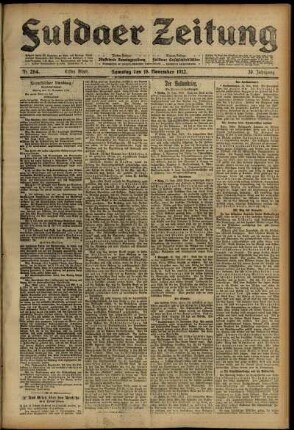 Erste Ausgabe vom Samstag, den 16. November 1912.