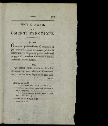 Sectio XXVII. De Omenti Functione