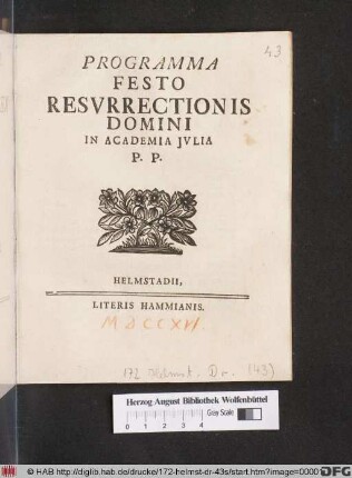 Programma Festo Resurrectionis Domini In Academia Jvlia P. P