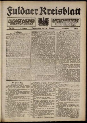 Ausgabe vom Donnerstag, den 18. Januar 1912.