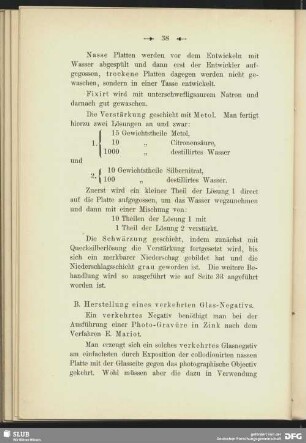 B. Herstellung eines verkehrten Glas-Negativs