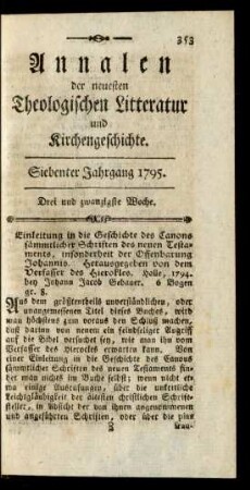 Drei und zwanzigste Woche