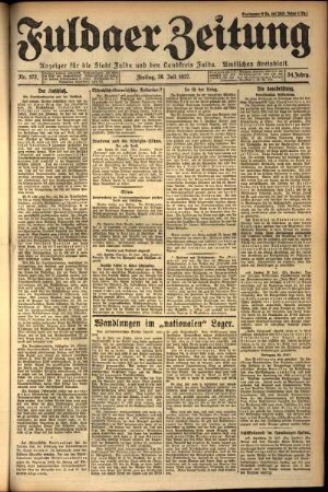Erste Ausgabe vom Freitag, den 29. Juli 1927.
