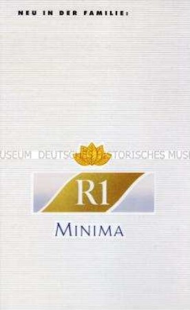 Werbeprospekt für "R1 / Minima"-Zigaretten