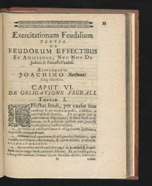 Caput VI. De Obligatione Feudali.