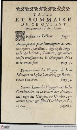 Table et sommaire