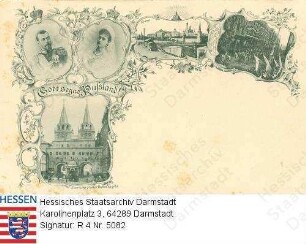 Nikolaj II. Zar v. Russland (1868-1918) / Porträt mit Ehefrau Alexandra Fjodorowna geb. Prinzessin Alix v. Hessen und bei Rhein (1872-1918) beim Einzug in Moskau, Kreml / Iberische Muttergottes-Kapelle