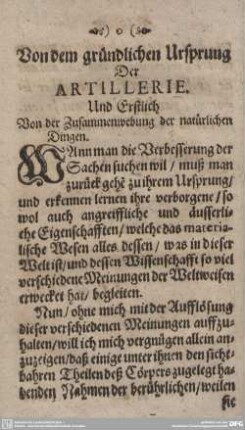 Von dem gründlichen Ursprung Der ARTILLERIE.