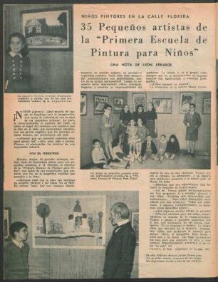 35 Pequeños artistas de la "Primera Escuela de Pintura para Niños" : Niños pintores en la calle Florida