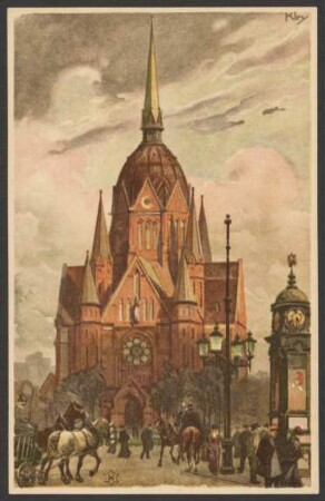 Ansichtskarte "Heilige Kreuzkirche (Blücherstr.)", koloriert [1/2]